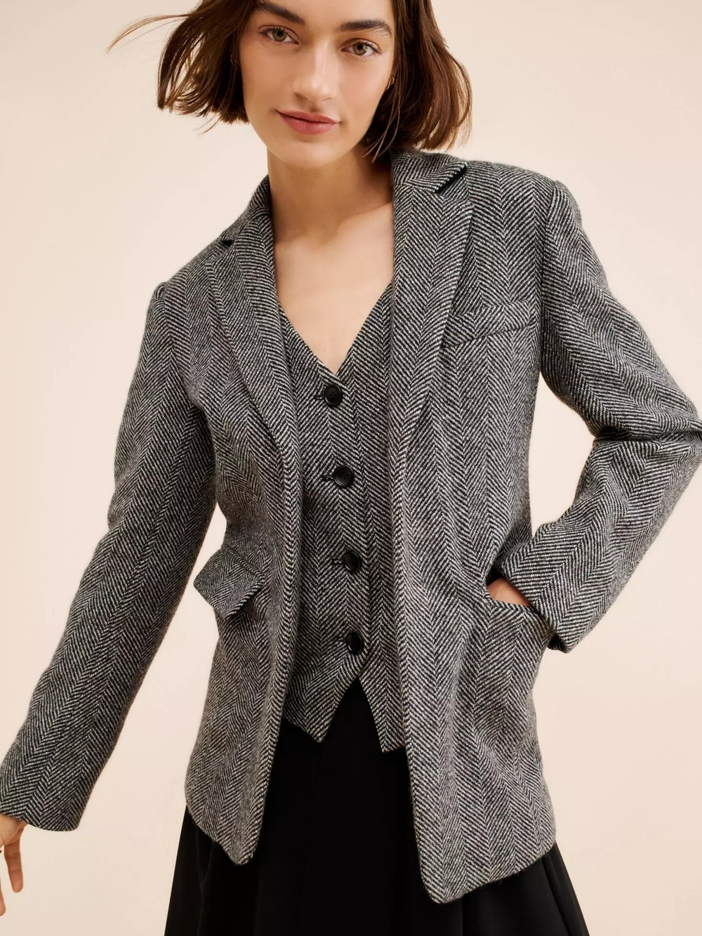 Line + Dot Wool Blend Twofer Blazer